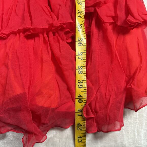 VTG Lilli Diamond Red Chiffon Ruffle Tiered Midi Dress Women's Size M 50s 60s - Picture 11 of 11